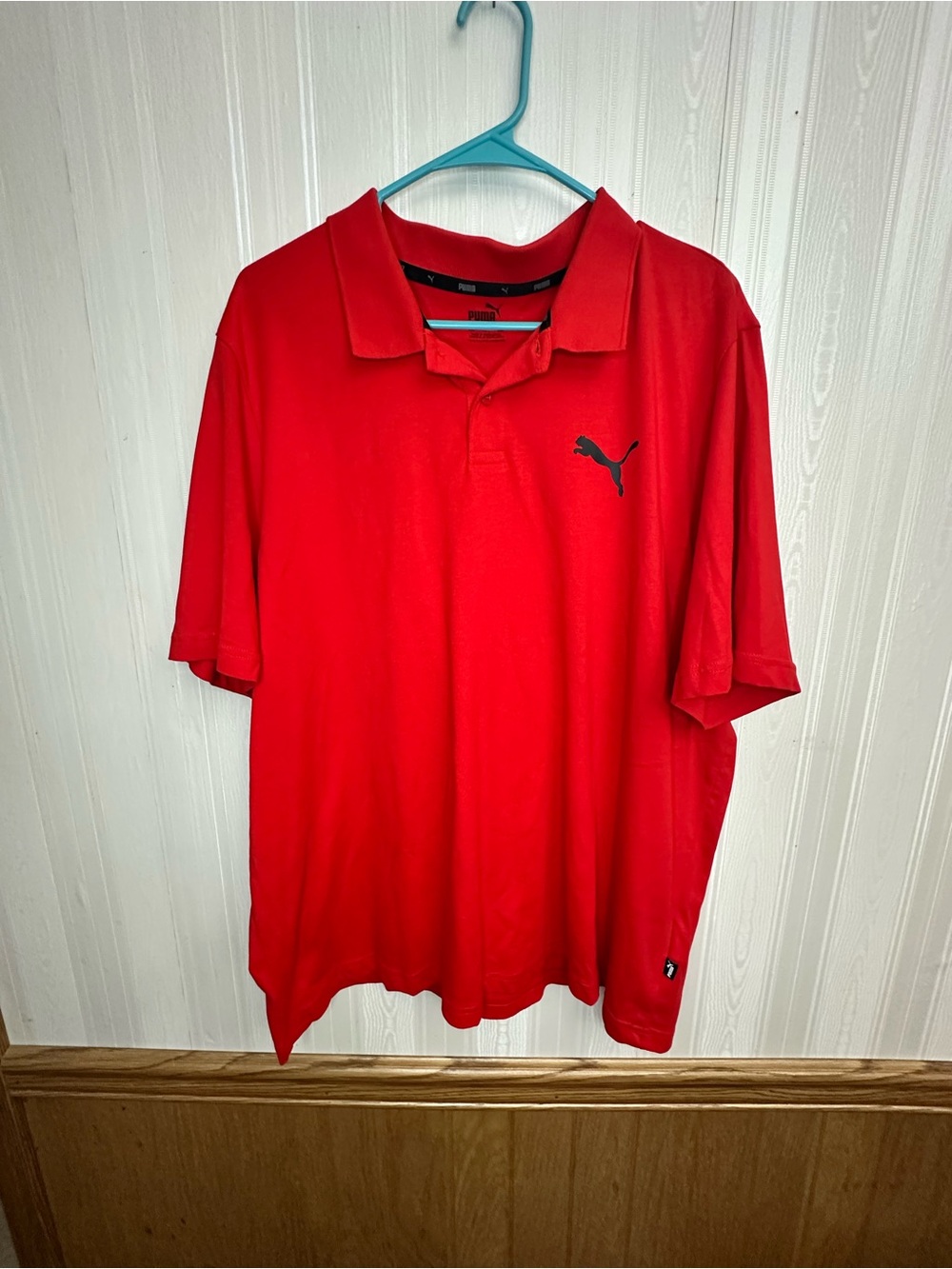 Puma Red Men's Short Sleeve Polo with Black Logo